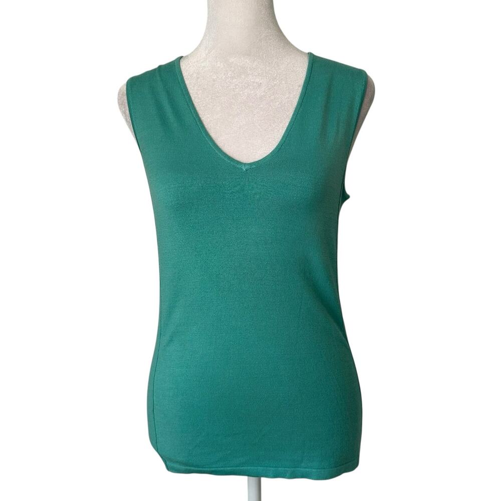 Carlisle teal blue sleeveless knit silk blend top size S